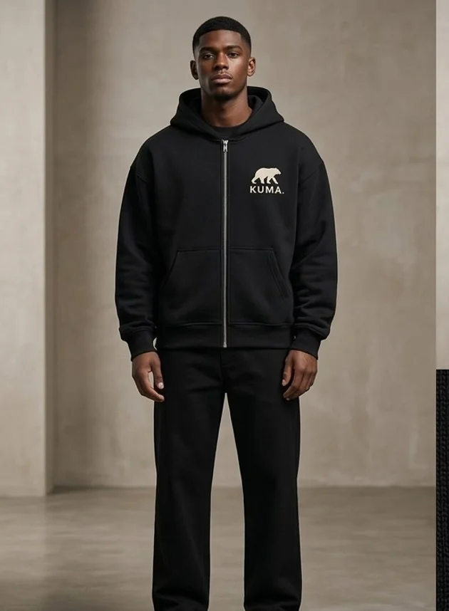 Stealth Black Zip Hoodie